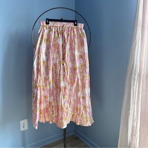 Floral Pink Silk Maxi Skirt